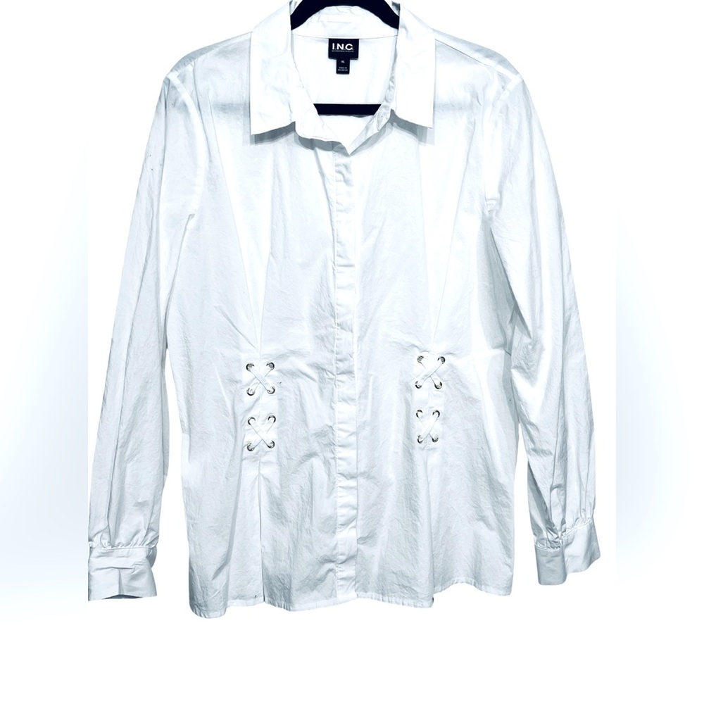 I.N.C. International Concepts White Lace-Up Blouse – Women’s XL